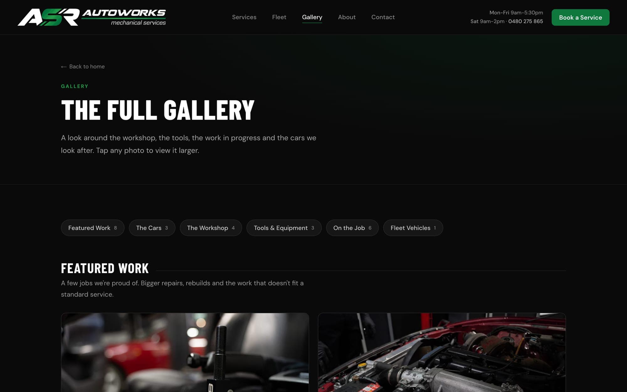 The ASR Autoworks photo gallery page