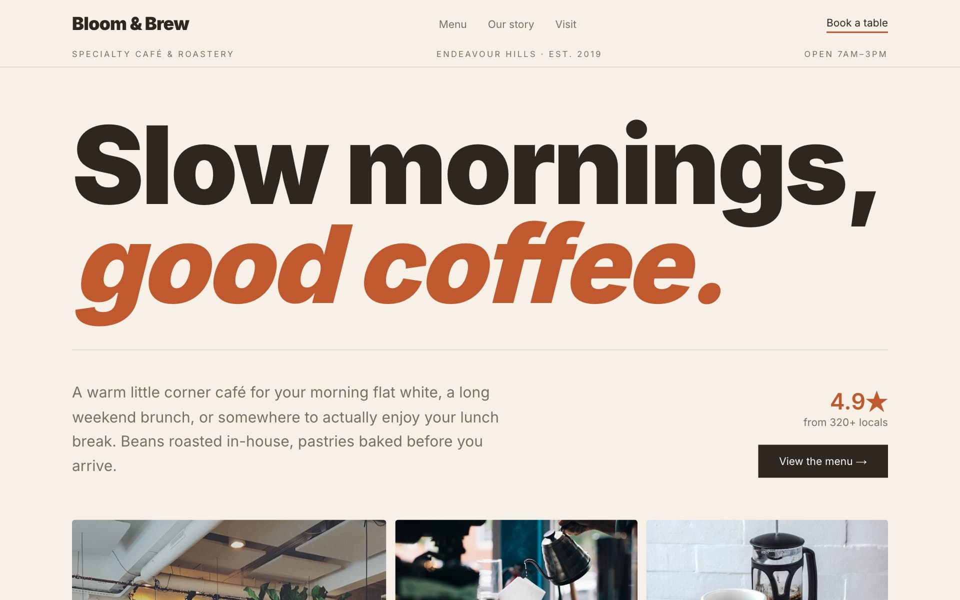Bloom & Brew sample site preview
