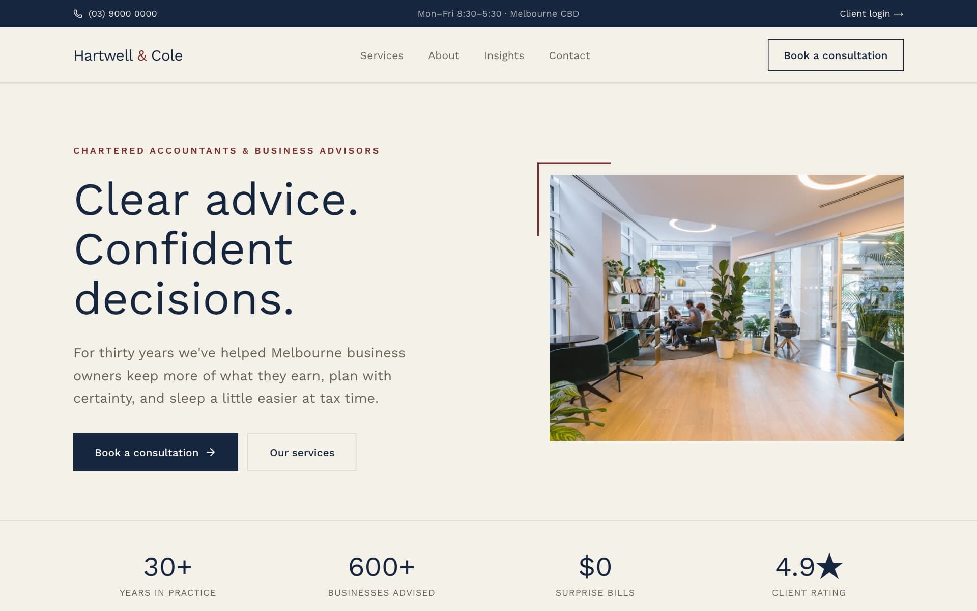 Hartwell & Cole sample site preview